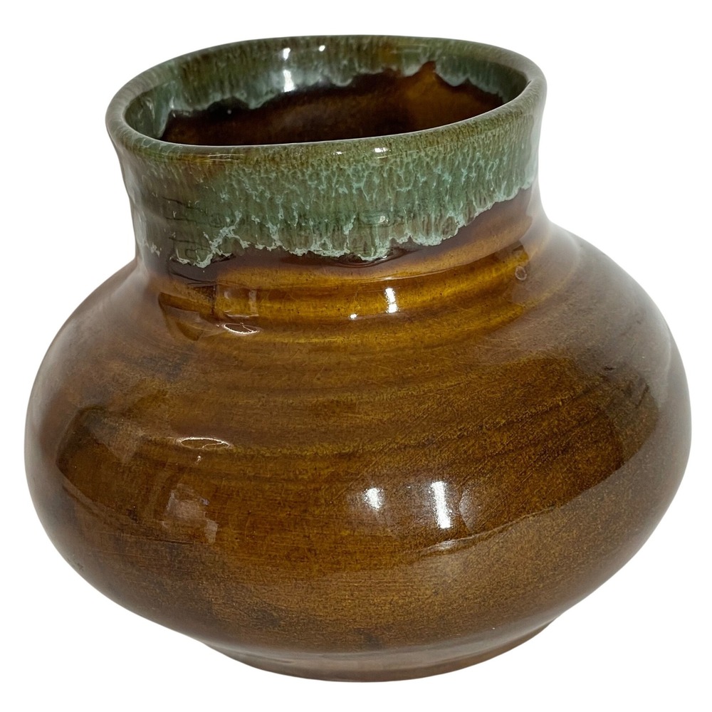 Van Briggle Art Pottery‎ Vase Brown Green Drip Glaze Colorado Springs Signed FW